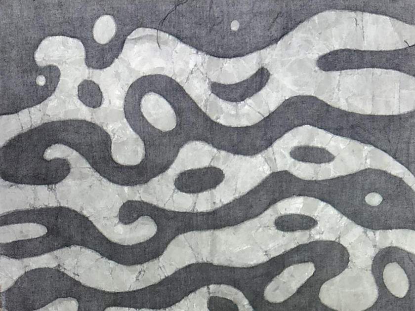 松煙でロウケツ染め