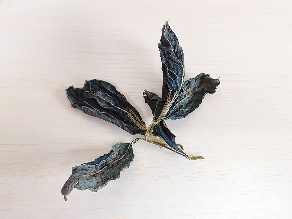 ウール（羊毛）の乾燥藍葉染め