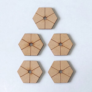 糸ボタン土台　糸ボタンベース　5個セット（六角形） 無塗装（MDF） ナチュラル ハンドメイド材料