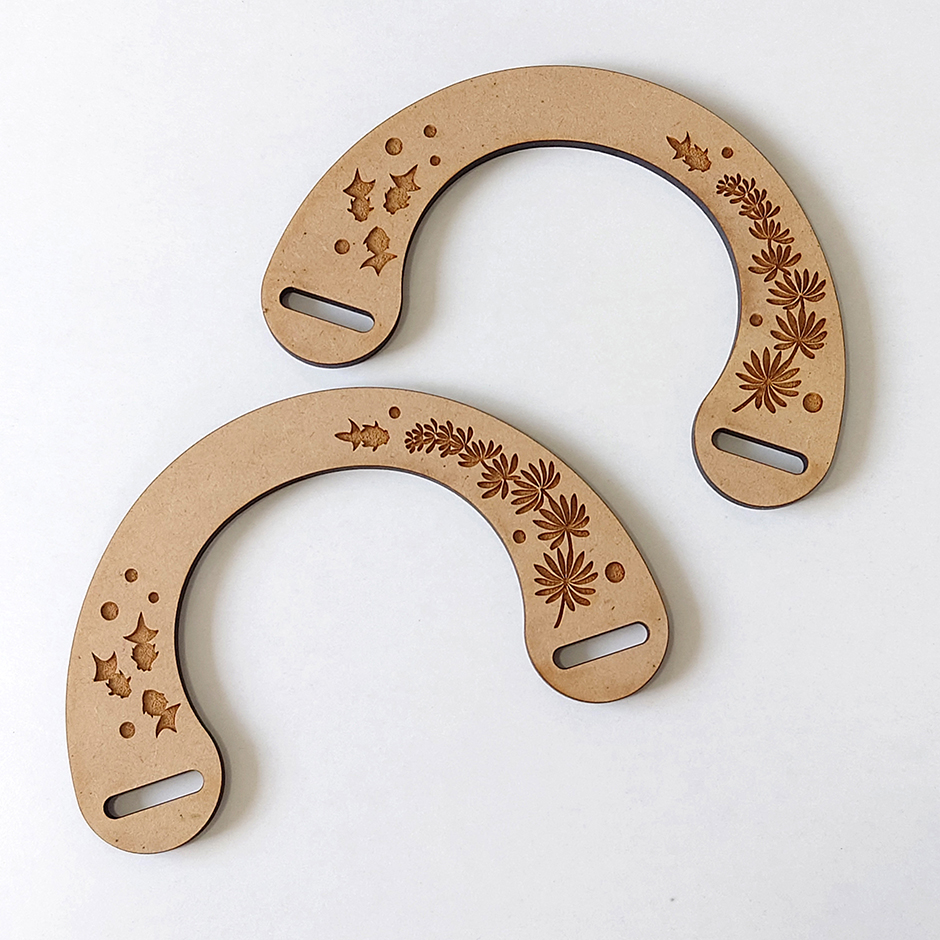 バッグ カバン【持ち手（ハンドル）】木製 2枚1組（セット価格）金魚