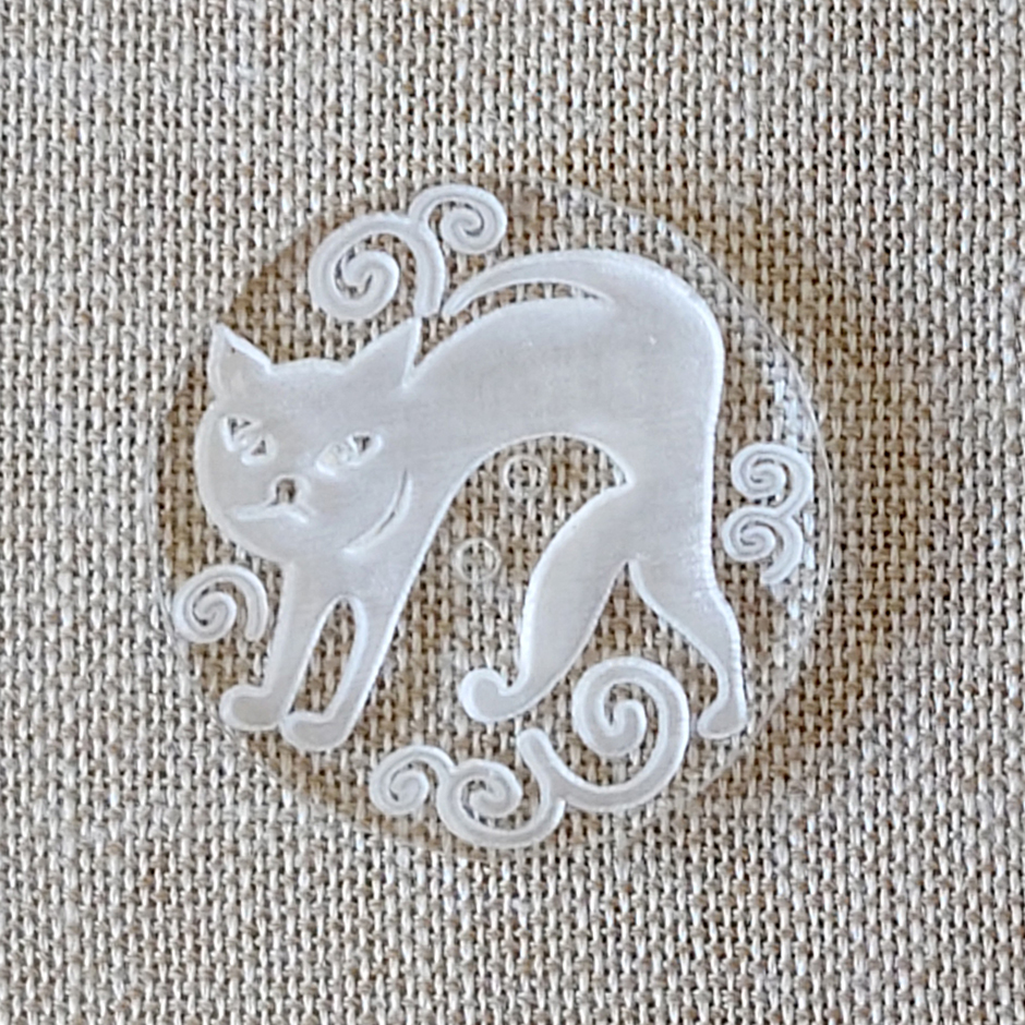 猫ボタン（5個セット）透明アクリル製