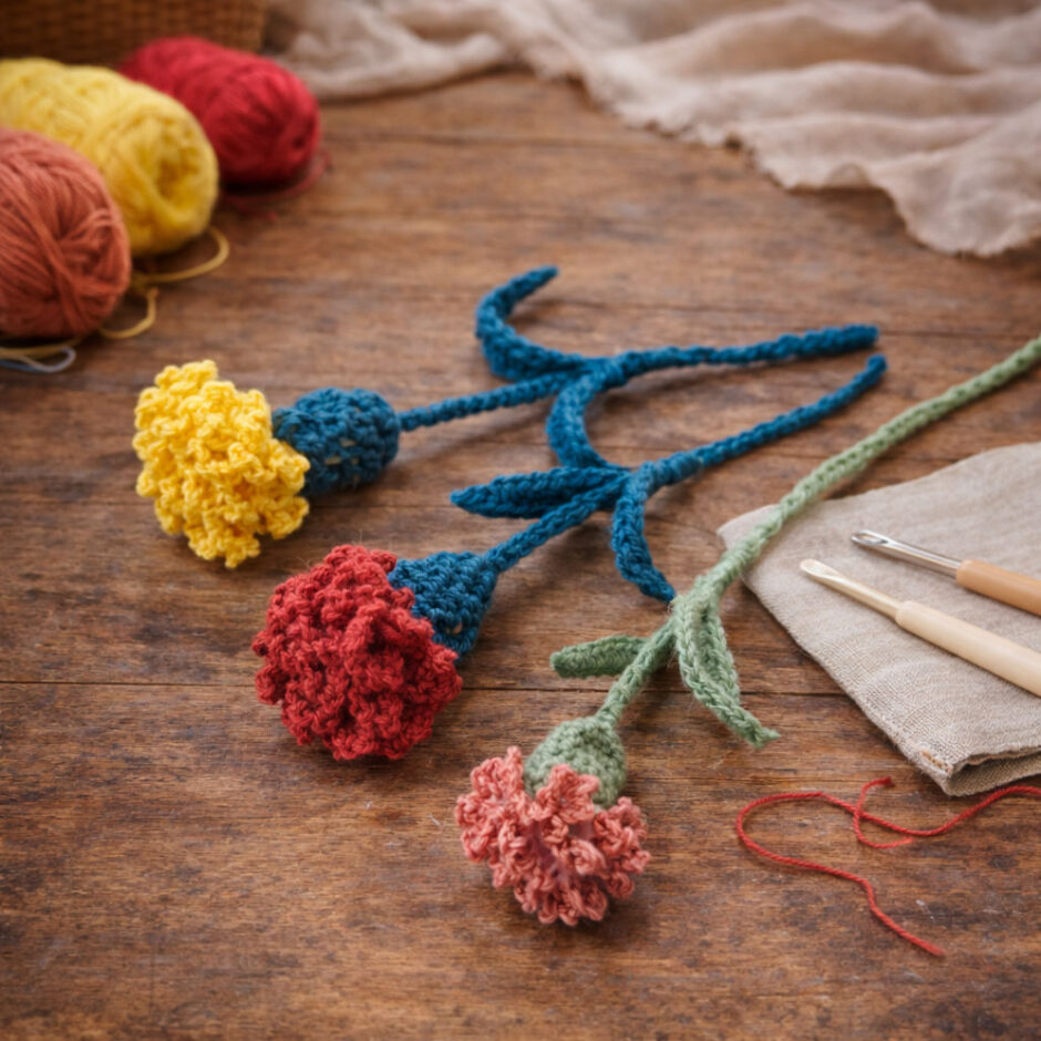 かぎ針編みで作るカーネーション(初心者向けワークショップ)