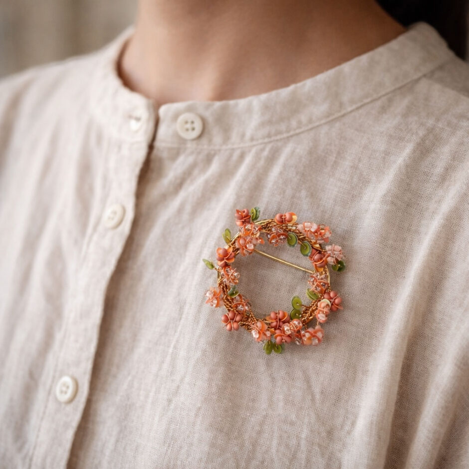 一日体験教室【ビーズとワイヤーで作る春色ブローチ】