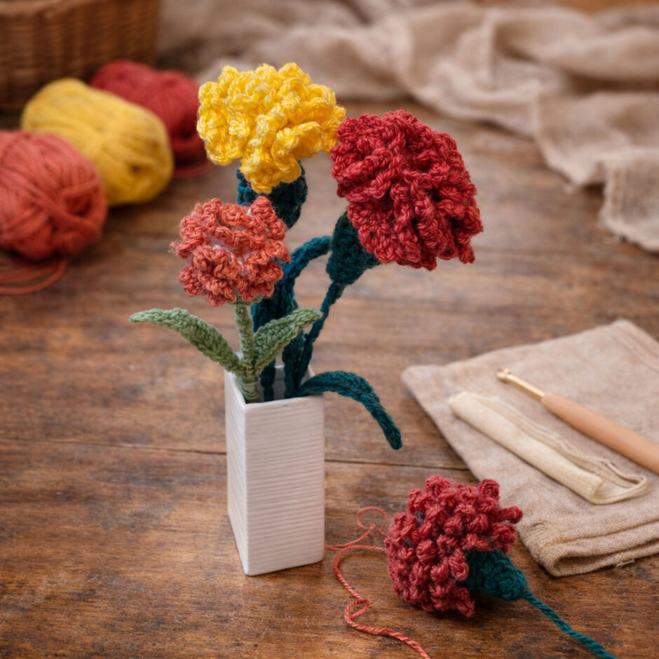 かぎ針編みカーネーション作品例